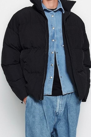 Ersefa Tasarım Düz Astarlı Yaka Standart Bol Dik Unisex Oversize Fit Dik Siyah