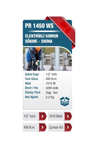 Proter PR 1450 WS Darbeli Somun Sıkma Makinesi