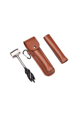 Fortunelane Dört Kesici Spiral Eldivenli Matkap, Ahşap Delme Ve Odun Ayırma Aleti, Kamp Ve Doğa Kurtarma Gereci, Deri Kılıf İle,