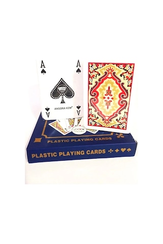 Angora Kem Plastik Oyun Kağıdı Iskambil Kağıdı Çift Deste Halı De