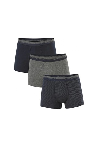 Pierre Cardin Lacivert Gri Pamuklu Likralı 3'lü Erkek Boxer Lacivert-gri