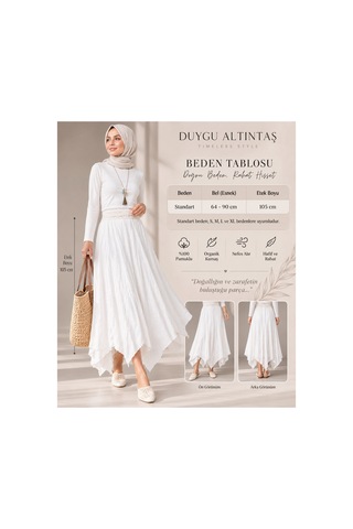 Duygu Altıntaş Kadın %100 Pamuklu Organik Uzun Boy Etek Rahat Ve Doğal Kumaş Krem -orjinal Renk Boya Yok - 921932514 Krem - 921932514 Krem