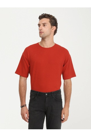 Kip Kiremit Bisiklet Yaka T-shirt Çok Renkli