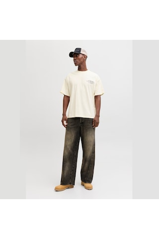 Jack & Jones Dust Script Erkek Krem Tişört 12292982-stcn Krem