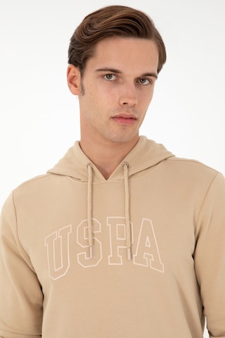 U.S. Polo Assn. Erkek Regular Fit Kapüşonlu Kum Basic Sweatshirt 50295175-VR085