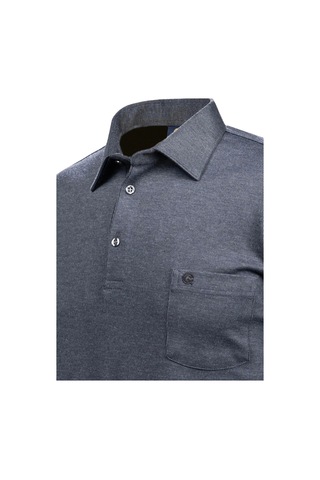 Çizgi Triko Erkek Gömlek Yaka Kol Manşetli Cepli Sweat 4249 Gri Gri