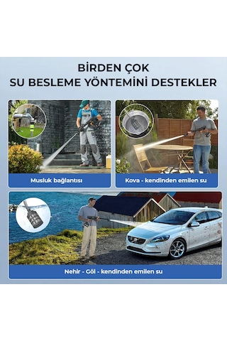 Şarjlı Oto Yıkama Makinesi Kablosuz Basınçlı Araç Yıkama Tabancası Siyah