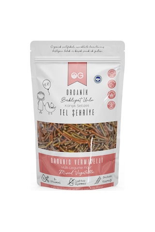 OG natural Organik Karışık Sebzeli Bakliyat Unlu Tel Şehriye 180 Gr +6 Ay