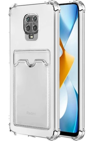 Kvy Xiaomi Redmi Note 9s Kamera Korumalı Kartlıklı Setra Şeffaf Silikon Kılıf