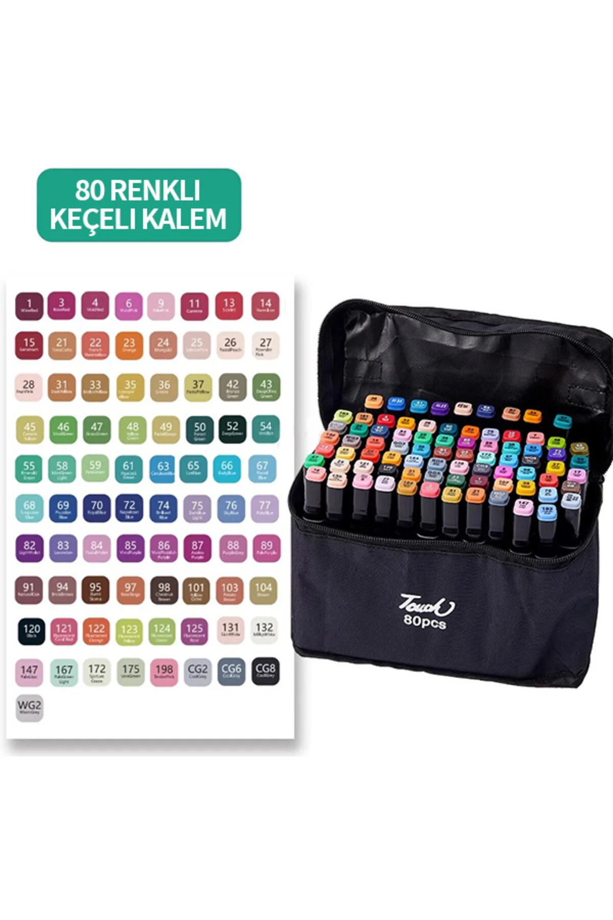 80 Renkli Çift Uçlu Kalın/ince Uçlu Keçeli Marker Seti - Profesyonel Çizim Ve Boyama