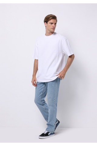 Colins Oversize Fit Yuvarlak Yaka Düz Erkek Beyaz Kısa Kol Tişört Cl1076602 Q1.v1 Wht Beyaz