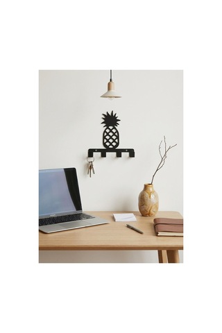Ananas Desenli Siyah Metal Duvar Askı Aparatı, Modern Tasarım Diğer