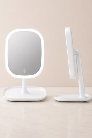 Led'li Makyaj Aynası - 3 Modlu Işıklı Ayna - Şarj Edilebilir Usb - Şarjlı Makyaj Düzenleyici Dokumatik Beyaz