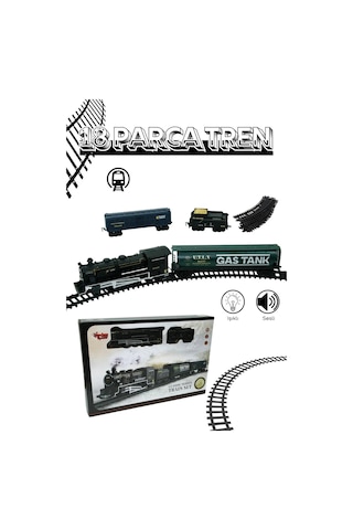 Vardem Işıklı Sesli Pilli Buharlı Tren Seti 18 Parça Raylı Oyuncak Tren