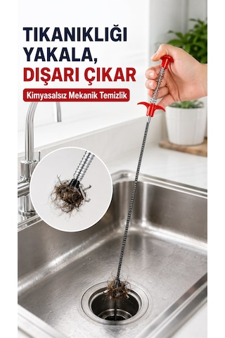 Esnek Lavabo Tıkanıklık Açıcı Tel 2 Metre