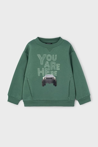 Erkek Çocuk Araç Baskılı Cepli Sweatshirt - Yeşil Mavi
