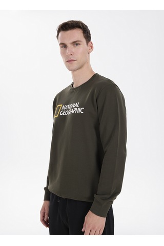 National Geographic N6wm-swt4322 Haki Relaxed Baskılı Erkek Sweatshirt