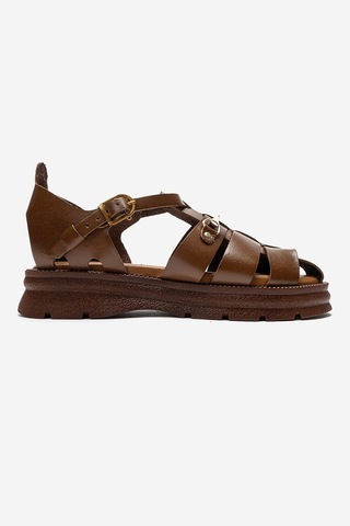 Luvishoes Rıela Taba Hakiki Deri Tokalı Kadın Sandalet
