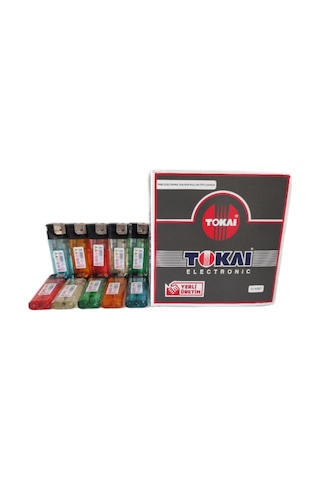10 Adet Büyük Boy Tokai Manyetolu Çakmak Doldurulabilir Çok Renkli
