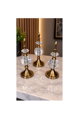 Kristal Detaylı Metal Gövdeli Dekoratif Aksesuar Bronz 62503692