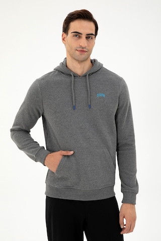 U.S. Polo Assn. Erkek Kapüşonlu Antrasit Melanj Basic Şardonlu Sweatshirt 50295176-VR081