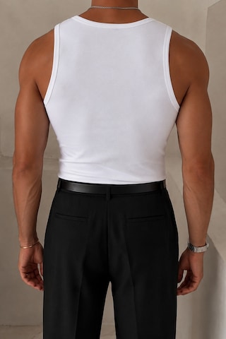 Tarz Cool Erkek Beyaz Slim Fit Ribana Bisiklet Yaka Likralı Süprem Atlet