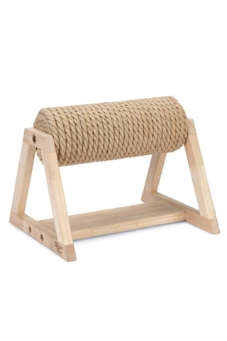 Modern Ahşap Kedi Tırmalama Oyuncağı - Döner Silindir