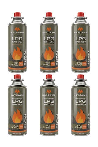 Baycamp 227gr 400 Ml Butan Propan Lpg Kartuş 6'lı Paket Çok Renkli