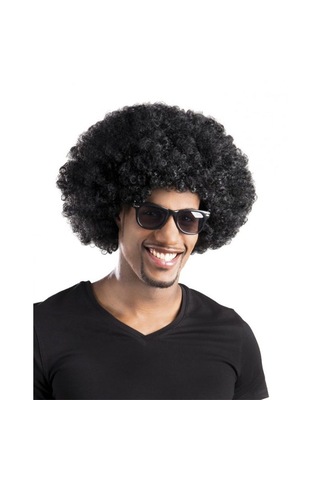Siyah Renk Kıvırcık Afro Bonus Peruk Parti Peruğu Çok Renkli