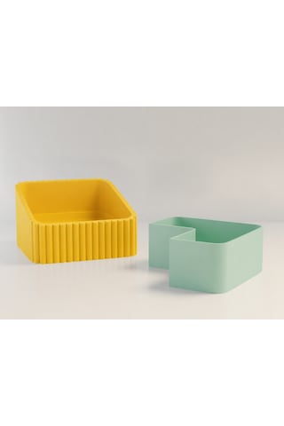 3d Baskı Fıstık Kasesi - Çift Hazneli Kabuk Ayırıcı Sunum Kasesi - Sarı Mint