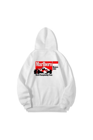 Brz Collection Unisex Oversize F1 1992 Monaco Hoodie Beyaz Beyaz