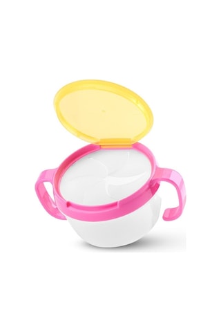 Sones Bebek Atıştırmalıkları Kase Çocuk Çocuk Gıda Saklama Kapları Anti Dökülme 360 Döndürülebilir Bebek Katı Beslenme Tabak Sofra Takımı Bebek Beslenme Malzemeleri Pembe