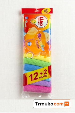 14 Adet 12+2 Çok Amaçlı Mikrofiber Temizlik Bezi - 30x30 Cm Renkli Ekonomik Maxi Paket Çok Renkli