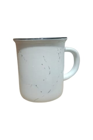 Seramik Kulplu Bardak Renkli Emaye Görünümlü 260 Cc - Beyaz Beyaz