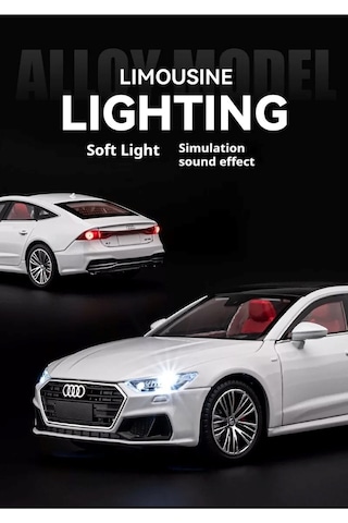 Scowetto Audi A7 Araba 1:24 Diecast Metal Model Araba Koleksiyon Araba Sesli Işıklı 21 Cm Oyuncak Araba