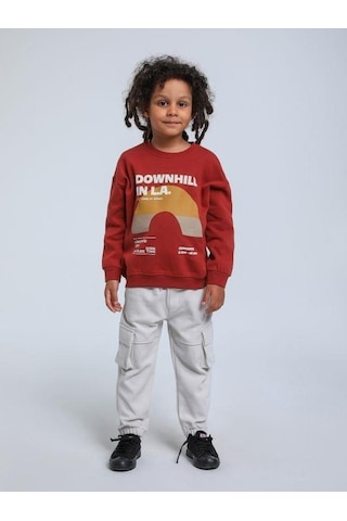 Jack Lions Erkek Bebek Downhill Yazılı Sweatshirt-14342 Kiremit