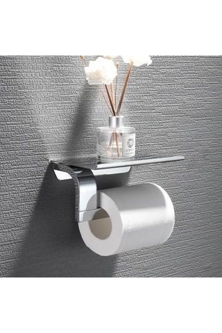 Banyo Paslanmaz Çelik Düz Rulo Tutucu, Tuvalet Kağıdı Havlu Tutucu, Kağıt Havlu Kanca, Cep Telefonu Raf, Banyo Donanım Kalem Kağıt Tutucular Gümüş 16.5 x 12.2 x 11.2 CM
