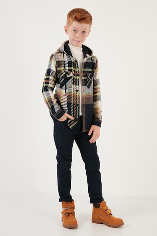 Lela Kapüşonlu Çift Cepli Ekoseli Kışlık Oduncu Erkek Çocuk Gömlek Cf24W81781 Lacivert-Yeşil