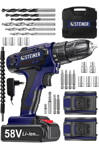 Steiner V-tech 58 V 5 Ah Darbeli Şarjlı Çiftakülü Vidalama Matkap Lacivert