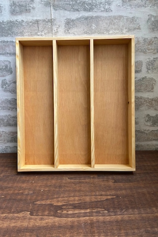 35x40 Cm Çok Bölmeli Ahşap Kaşıklık Ve Kepçelik Seti - Çekmece Düzenleyici- Ahşap Organizer