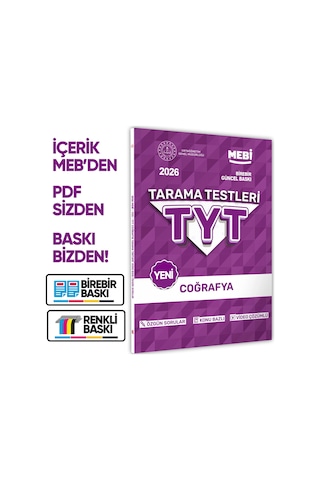 2026 YKS-TYT Mebi-ogm 8li Tüm Dersler Özgün Tarama Test Kitabı A4 Boyut Renkli Görsel  Baskı Ücreti