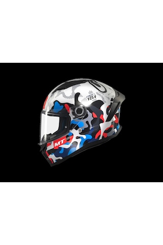 Mt Helmets Stınger Yozu A7 Kapalı Kask Parlak Beyaz - Mavi