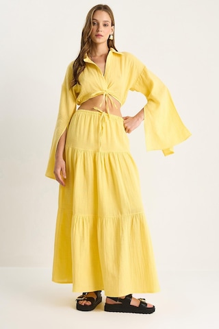 Shade Kadın Bağlama Detaylı Yırtmaçlı Geniş Kol Bluz Astarlı Uzun Etek Takım Dt251007 60283497 - Mango Çok Renkli