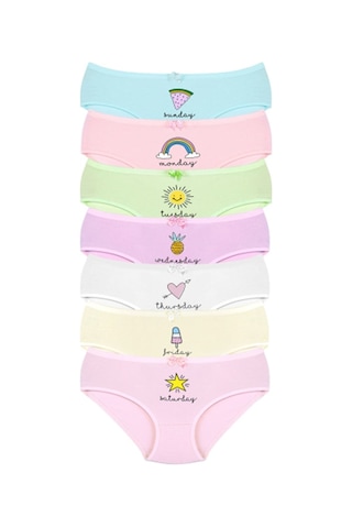 New Lilla 007 Kız Çoçuk Mix Color 7'Li Paket Baskılı Külot