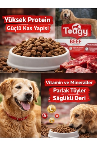 Tougy Beef Dana Etli Köpek Maması 15 Kg Yetişkin Köpekler İçin Kuru Mama