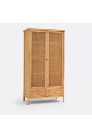 Altea Rattan Detaylı Masif Gardırop Ahşap