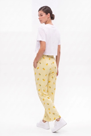 Cemo Sarı Limon Baskılı Beli Lastikli Ve Fiyonk Detaylı Pijama Altı