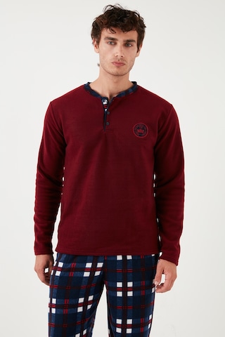 Buratti Regular Fit Bisiklet Yaka Kışlık Yumuşak Dokulu Polar Erkek Pijama Takımı 6096100 Bordo