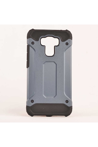 Noktaks - Asus Zenfone 3 Max Zc553kl Uyumlu - Kılıf Çift Katman Koruyucu Crash Military Tank Kılıf - Mavi Mavi