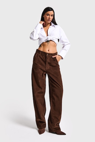 it's basic Kadın Kahverengi 8-26w5-42 Skater Fit Fitilli Velvet Kadife Kumaş Pantolon